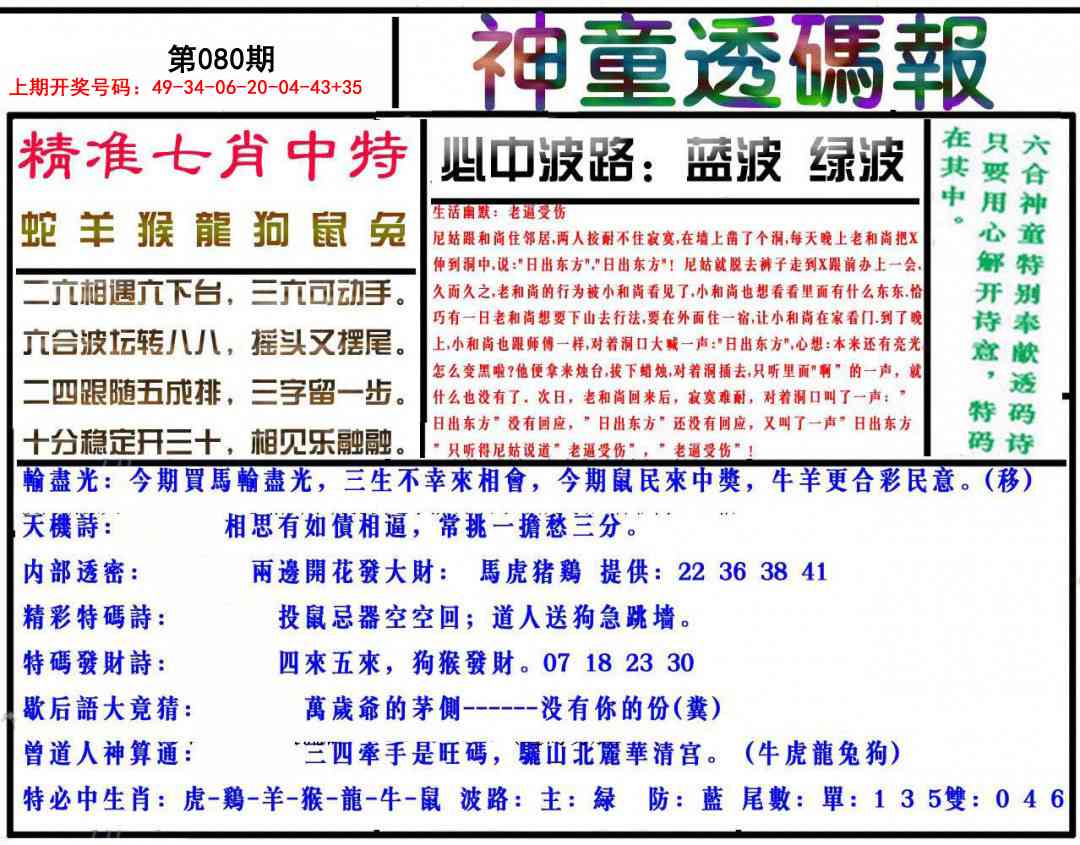 080期神童透码报[图]